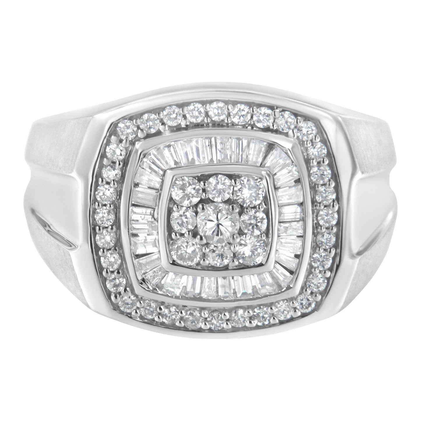 14K White Gold Men's 1 CTTW Diamond Band Ring