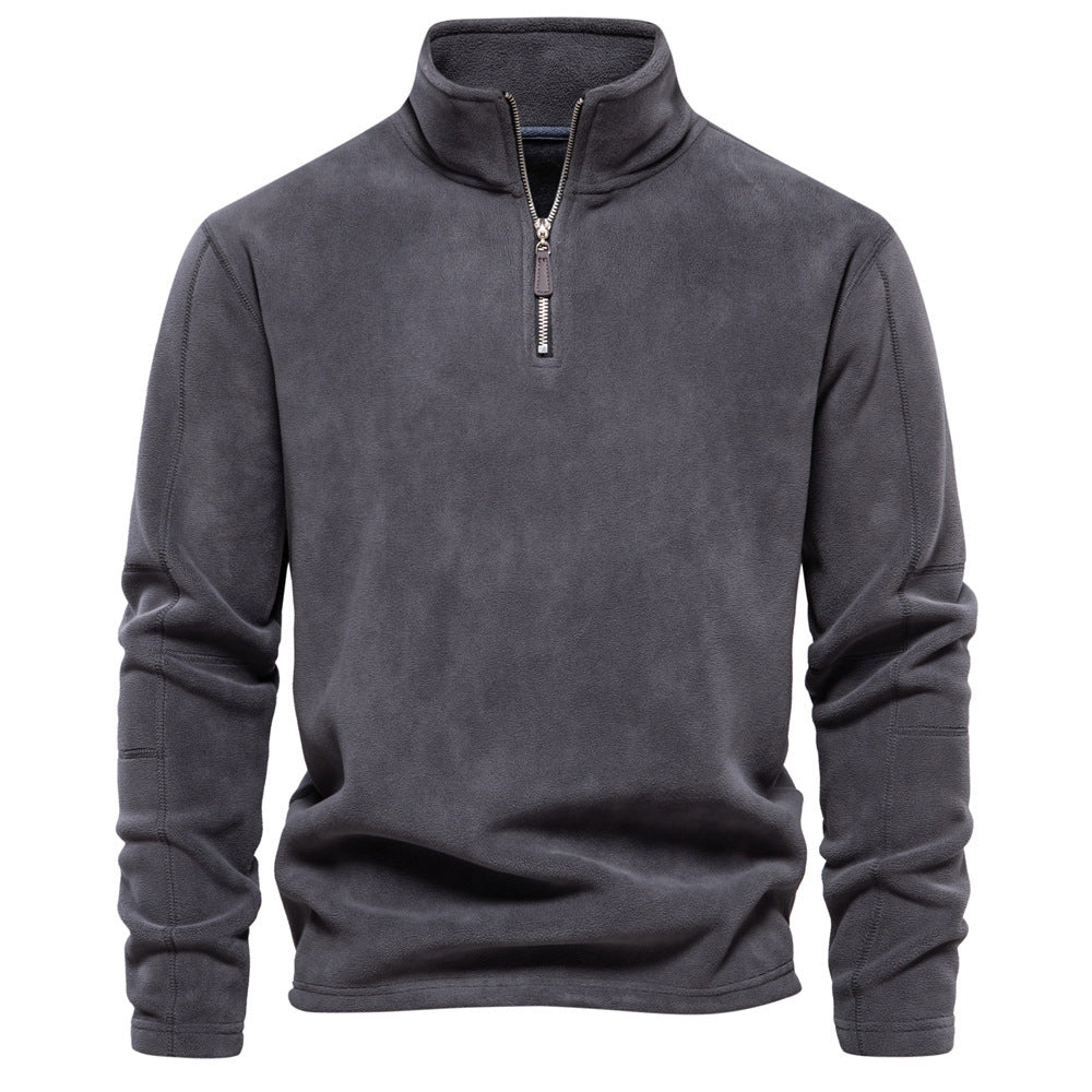 Sudadera con cremallera de cuello alto, forro polar, estilo casual de invierno, para hombre