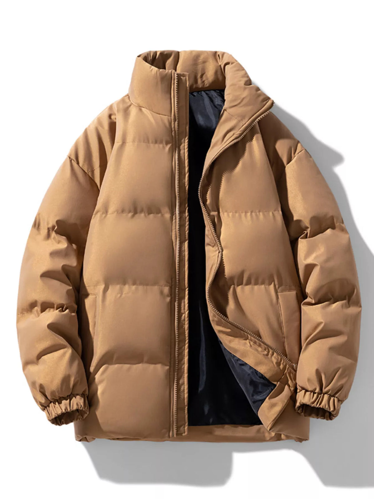 Men's Plus Size Zip Up Stand Collar Puffer Jacket