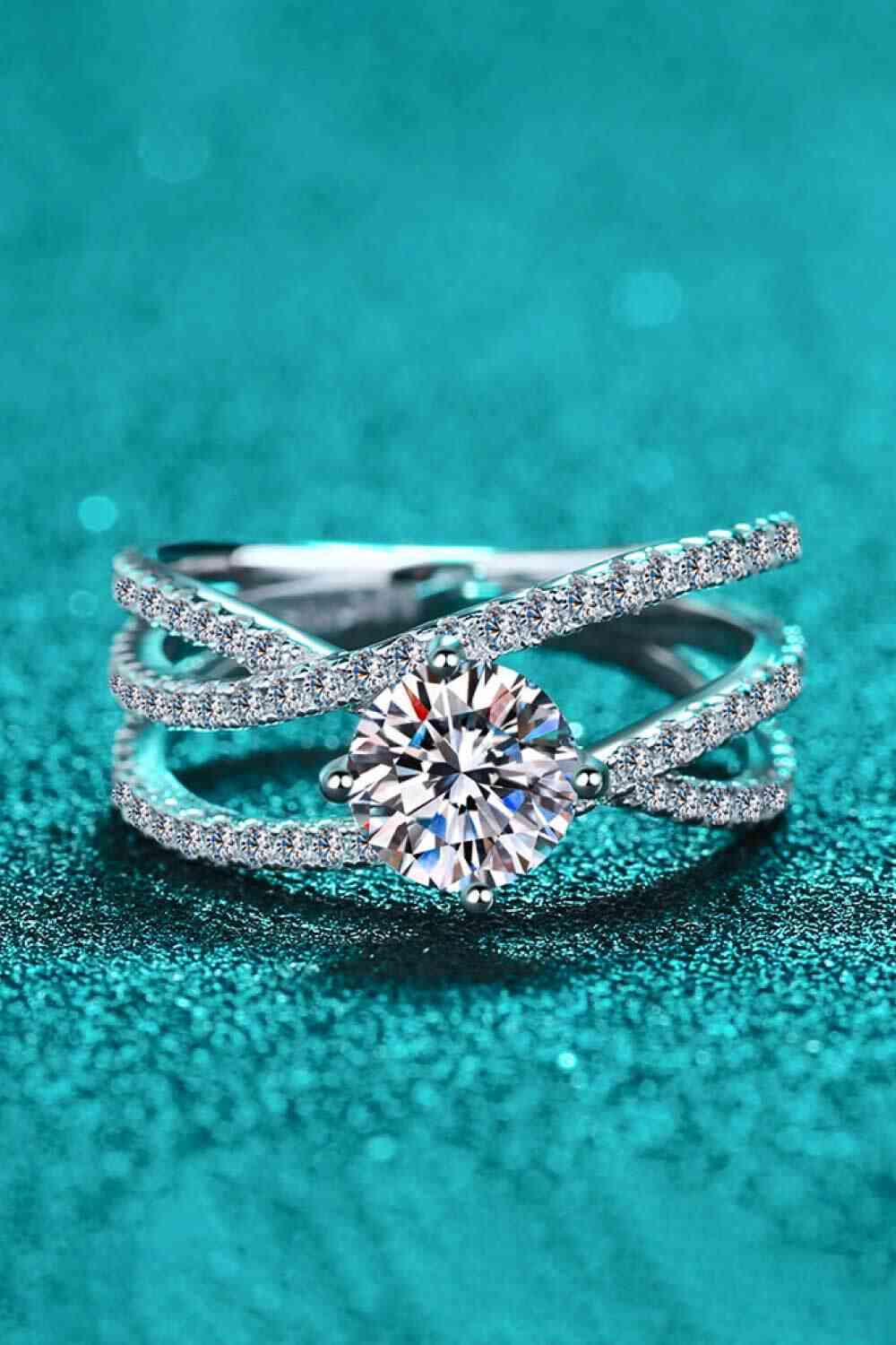 ElegantJewels 1 Carat Moissanite Crisscross Ring – Modern Sterling Silver Design See size chart under “more details”