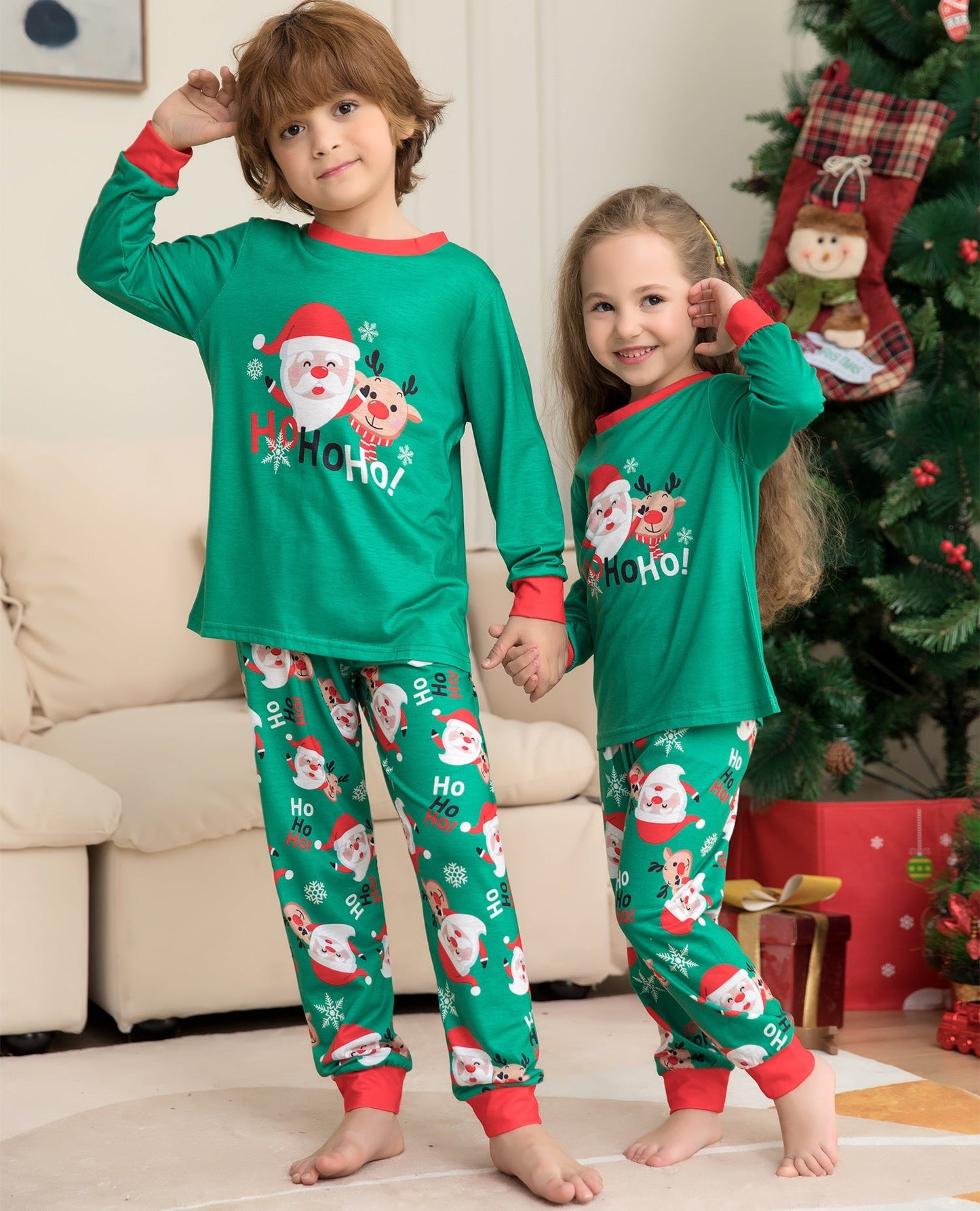 Conjunto de pijamas navideños a juego para la familia – Parte de arriba y ropa de dormir de Papá Noel para la familia