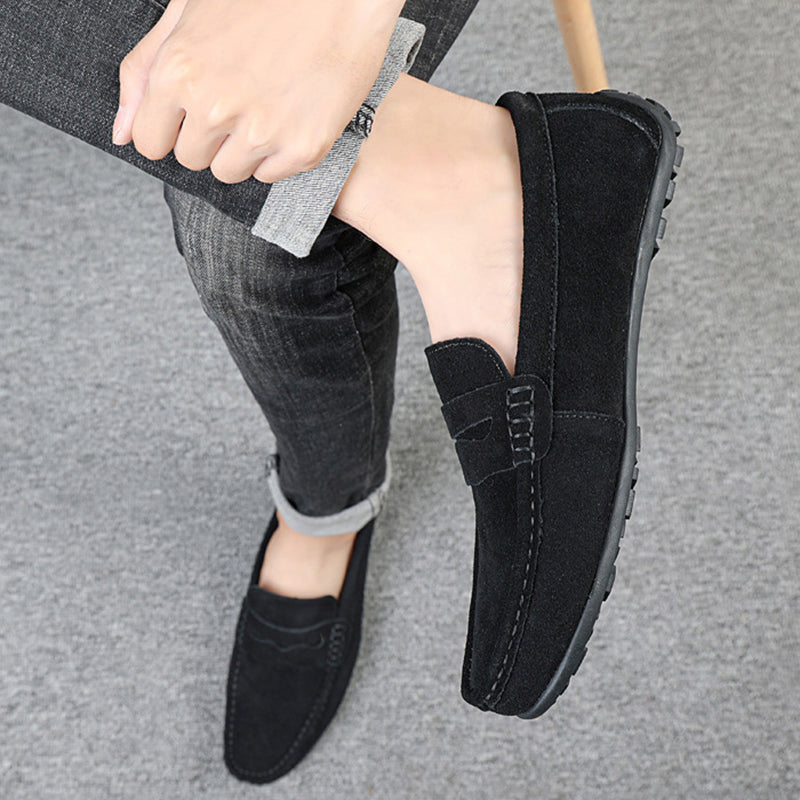 Men's Solid Color Suede Loafers