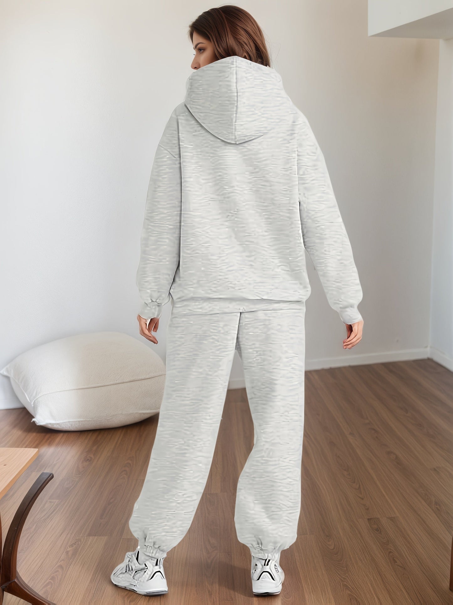 Conjunto de descanso de talla grande para mujer - Sudadera con capucha extragrande y pantalones de chándal holgados