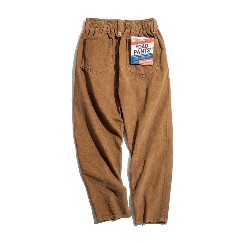 Men's Casual Khaki Corduroy Pants for Autumn/Winter
