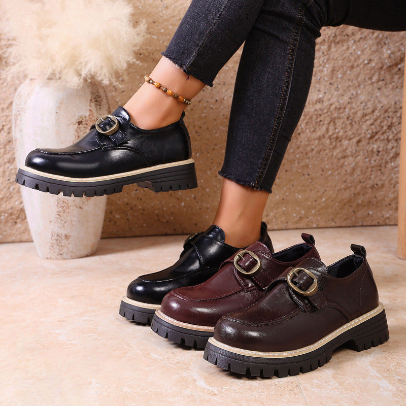 Women's Thick-Soled Buckle Loafers