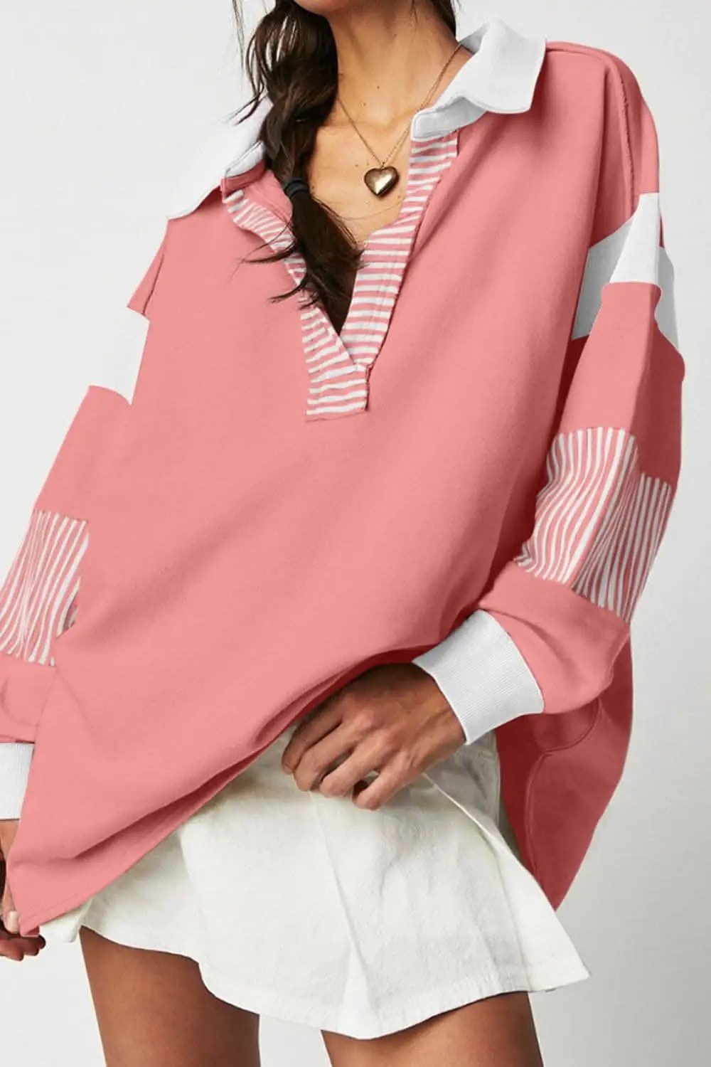 Sweatshirts & Hoodies Trendsi Collared long sleeve sweatshirt