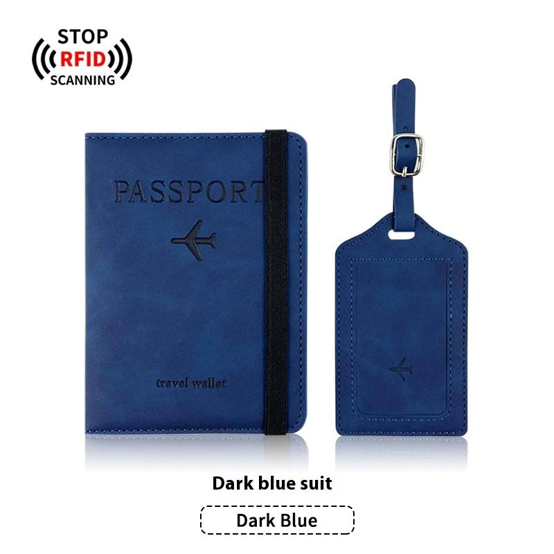 PU Leather Anti-magnetic Passport Holder Luggage Tag Suit