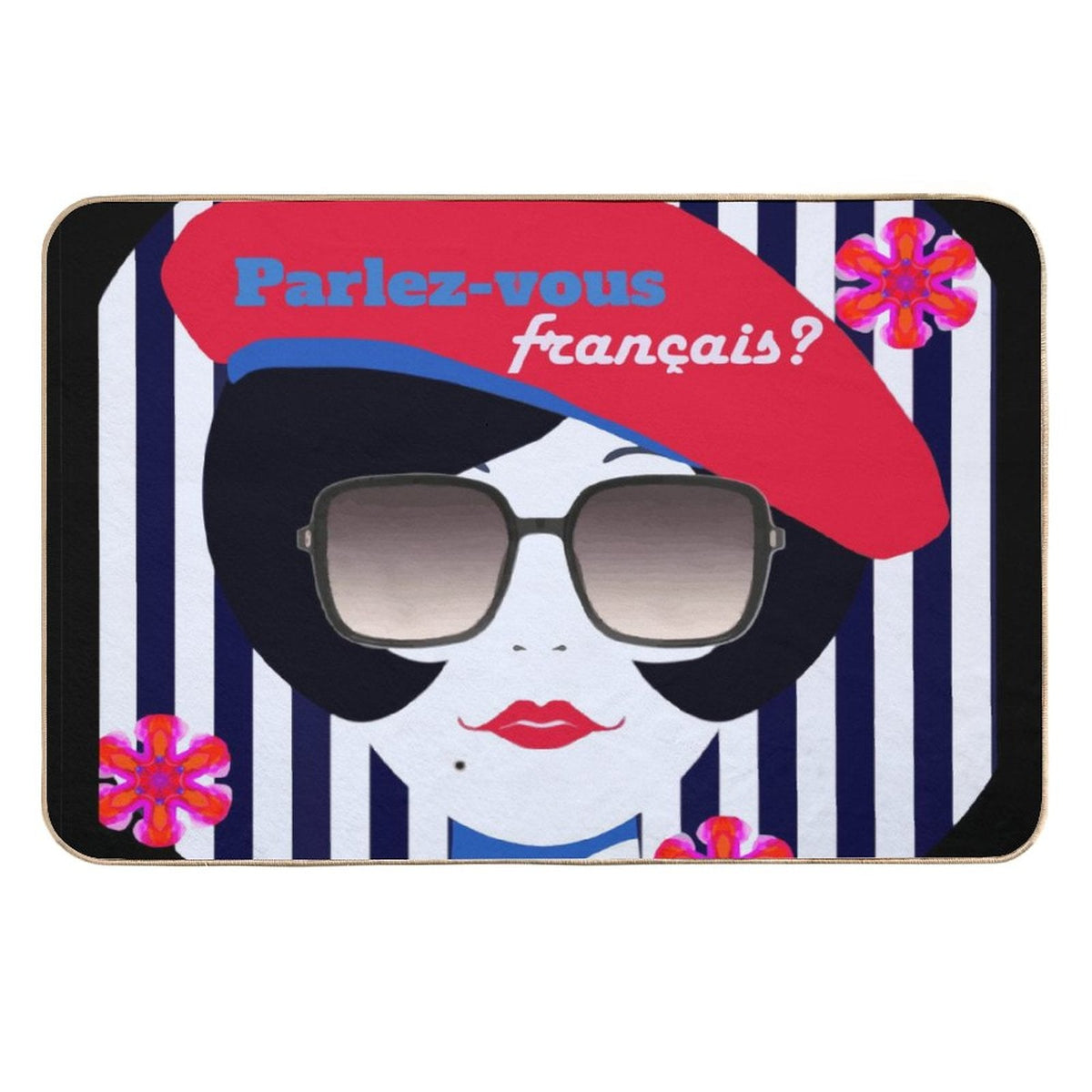 Parlez-vous Francais? French Girl Flannel Non-slip Bath Mat - 16" x 24"