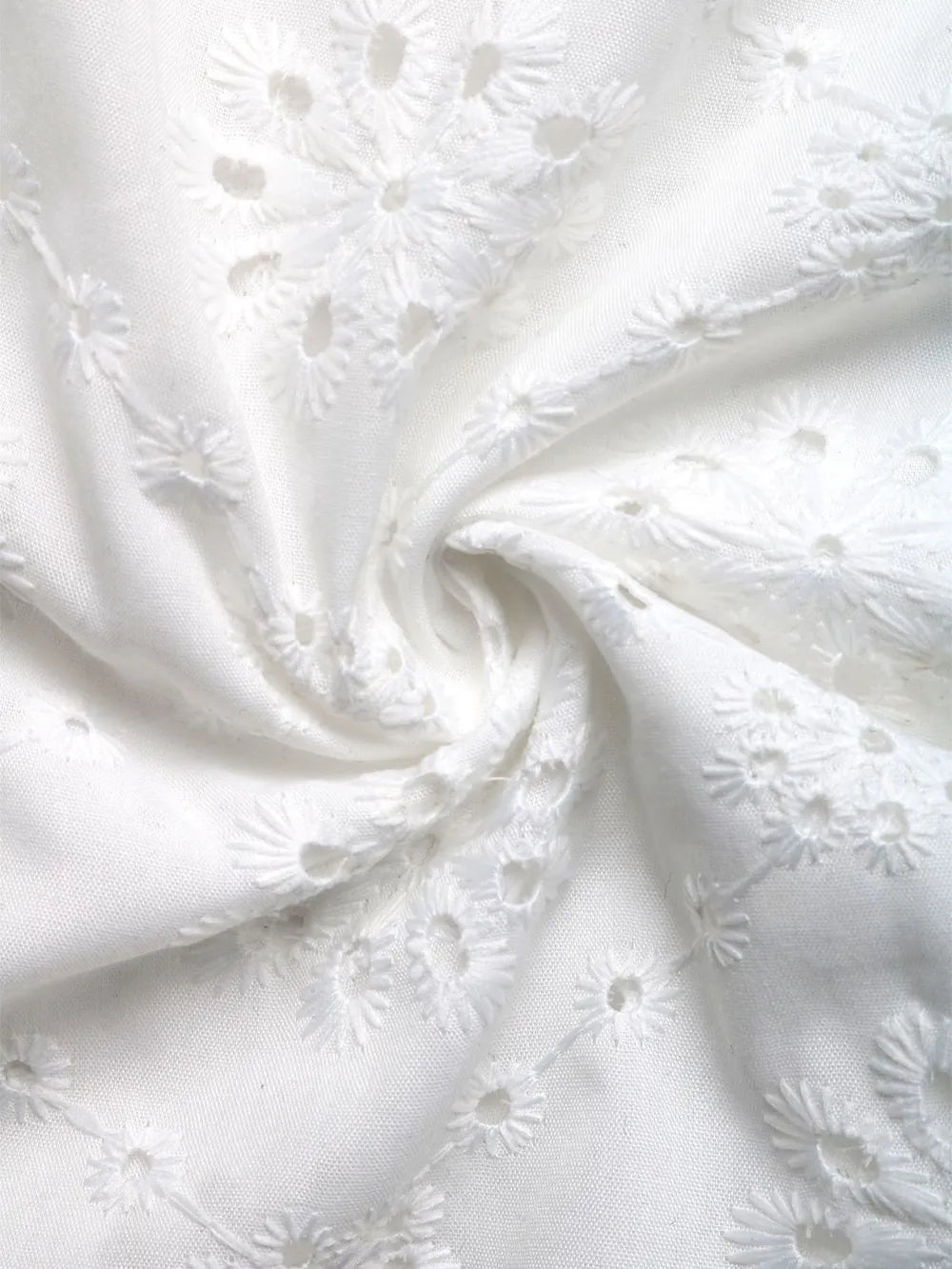 Eyelet Notched Ruffled Cap Sleeve Blouse