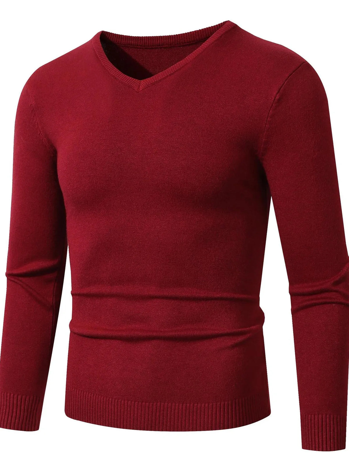 Men's Plus Size Ribbed Hem Long Sleeve Sweater