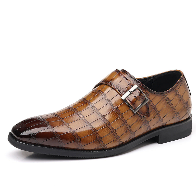 British-style Casual Solid-color Textured Men's Dress Shoes