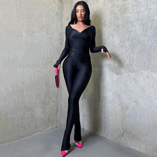 Ropa de mujer sexy de color liso, traje de ocio de una pieza