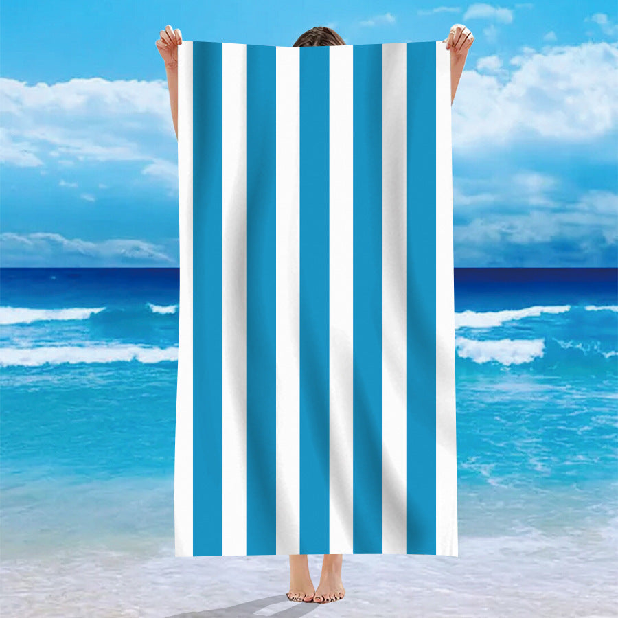 Single-sided Velvet Personalized Striped Pattern Microfiber Beach Bath Towel