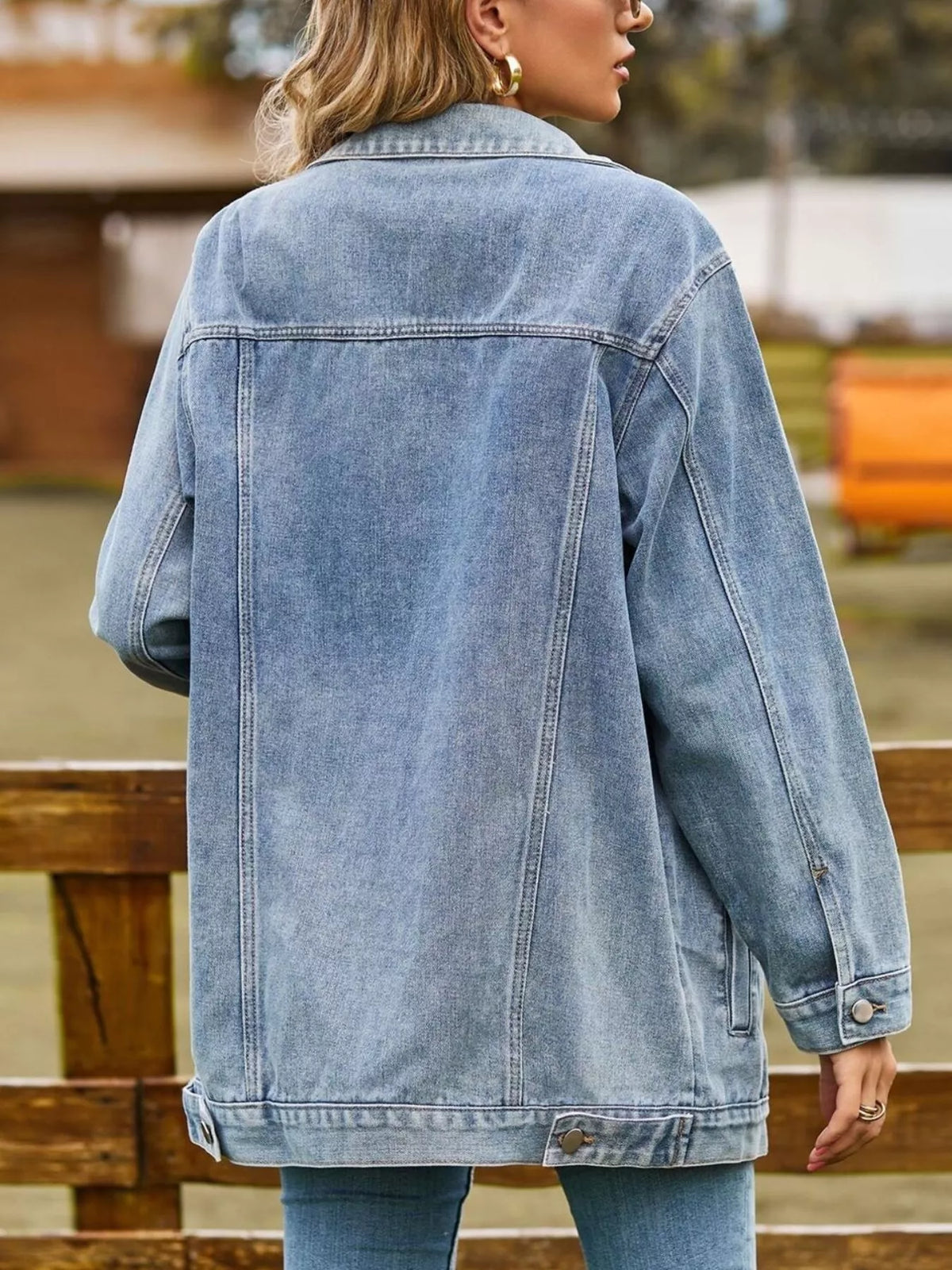 Button Down Washed Denim Jacket
