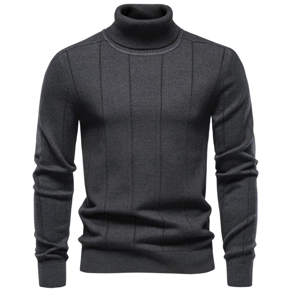 2026 Autumn Winter Cross-Border Trade Thickened Warm Sweater For Men, High Collar Slim Fit Men's Knitwear