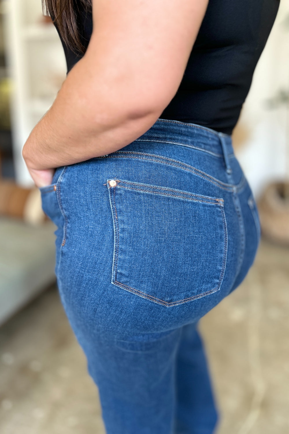 Judy Blue Jeans rectos de tiro alto de talla completa