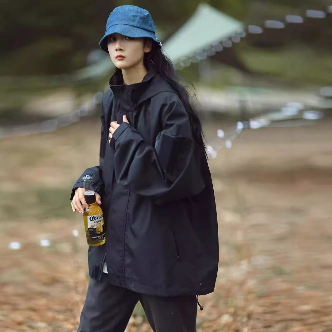 Mountain Functional Waterproof Autumn Male And Female Overalls Hooded Jacket