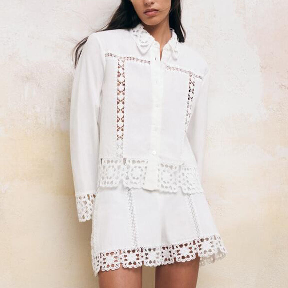 Chaqueta de encaje calada para mujer