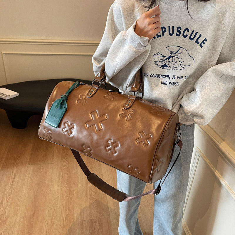 PU Embossed Travel Bag Women's Large Capacity