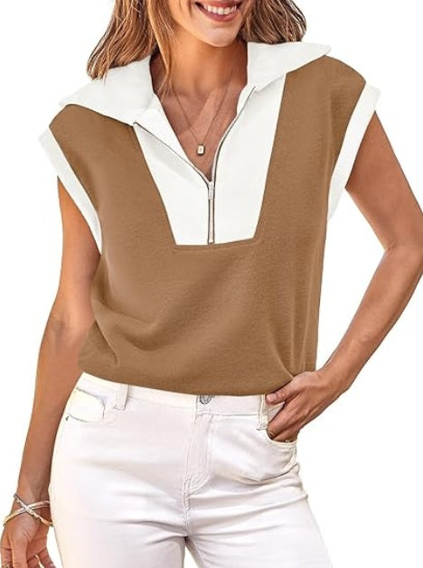 Sudadera tipo polo Fisoew de medio cierre y bloques de color