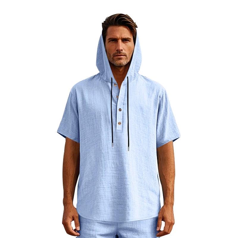 European And American Linen Short-sleeved Men's T-shirt Simple