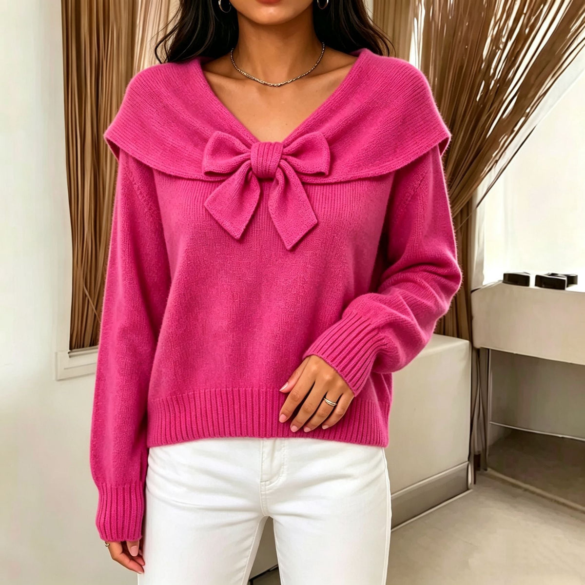 Knitted Bow-Knot Sweater For Women