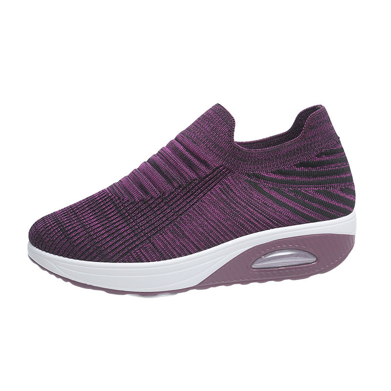 Women's Stripe Design Mesh Slip-On Flats