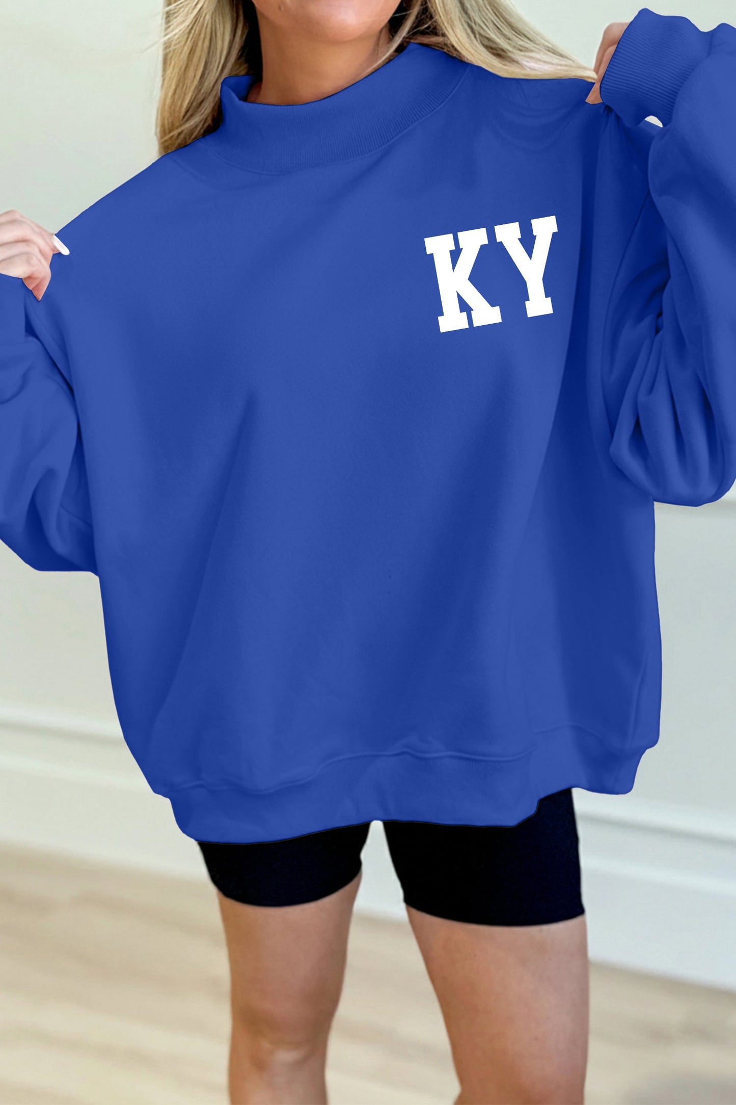Sudadera Azul Oscuro con Cuello Falso Estampado KY KENTUCKY