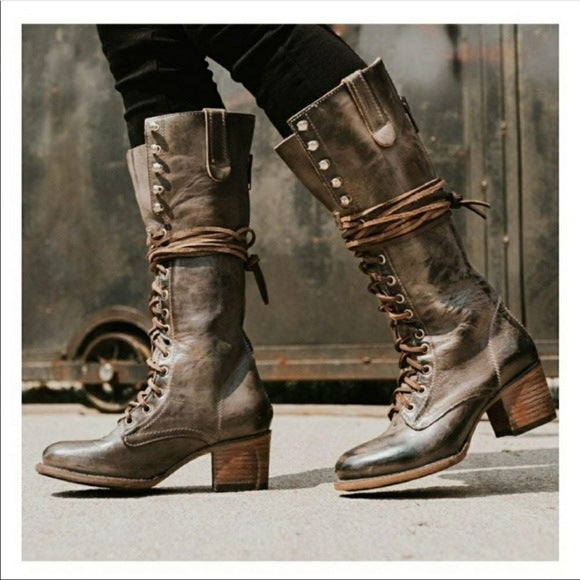 Women's Lace-Up Mid-Calf Boots