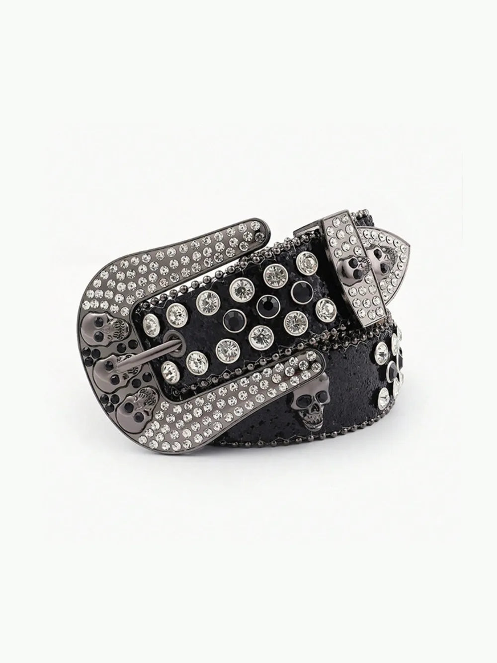 Cinturón de cuero sintético con calaveras