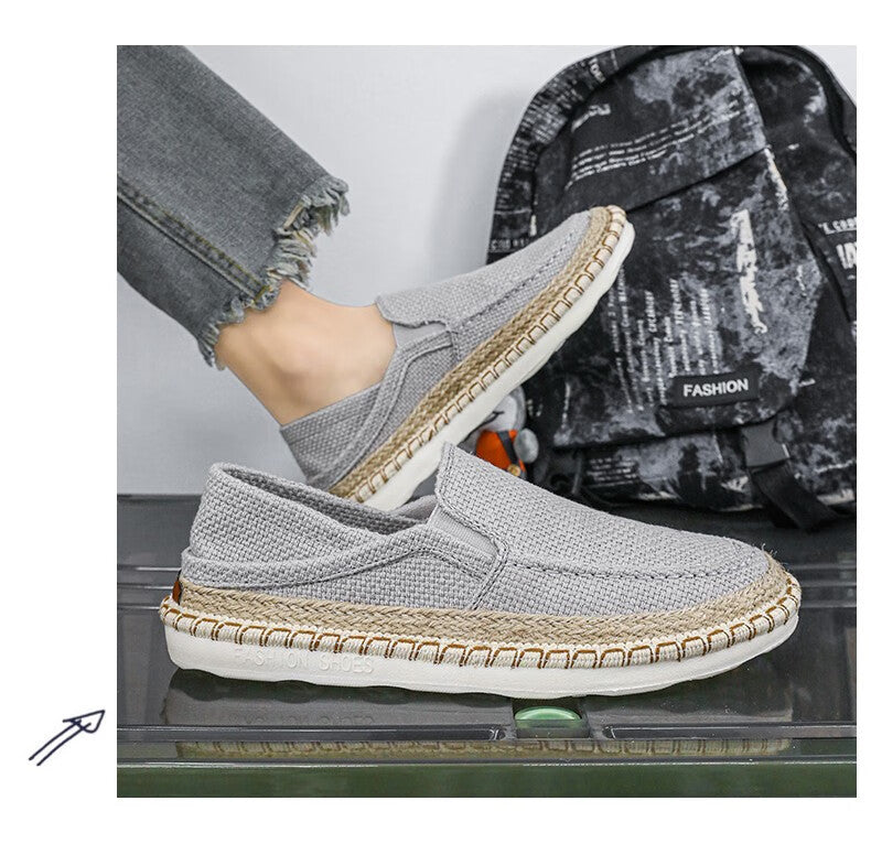 Men's Straw Fisherman Breathable Slip-On Casual Flats