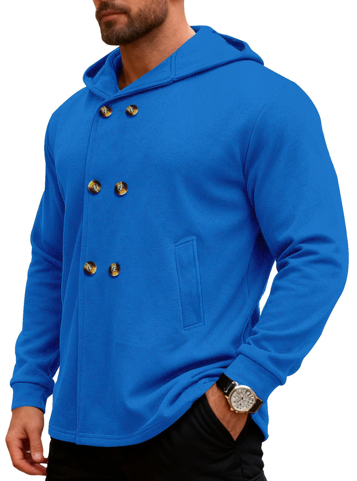 Men's Hooded Trench Coat For Cross-border Foreign Trade, Warm Sweatshirt For Spring & Autumn On Amazon, European Size Casual Loose Zip-up Jacket For Men