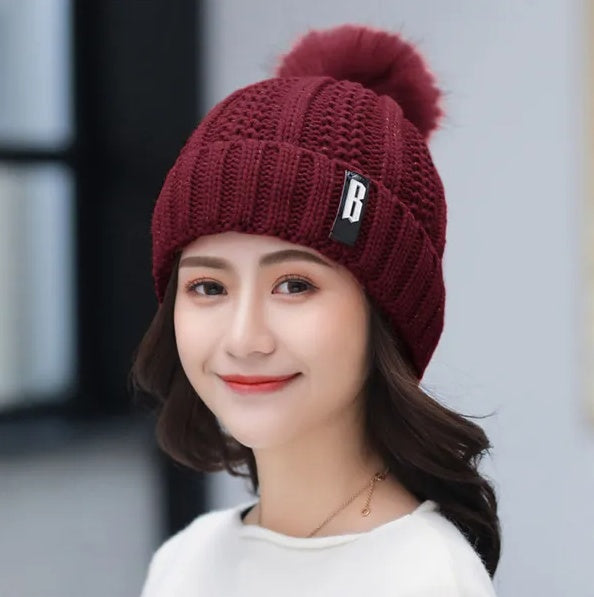 Gorro y bufanda de invierno para mujer – Estilo gorro de lana cálido
