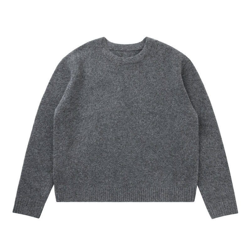 Stuffed Cotton Crewneck Wool Knit Sweater For Commuting