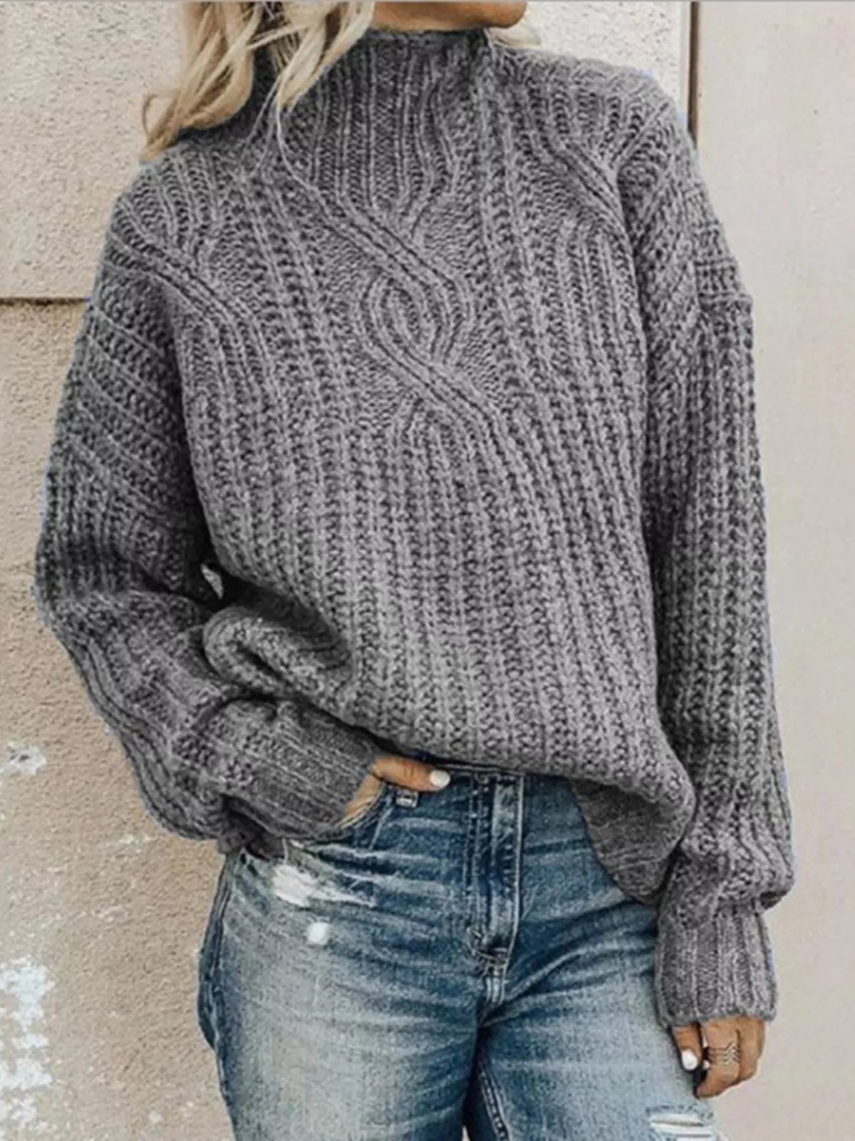 Full Size Turtleneck Long Sleeve Sweater Plus Size