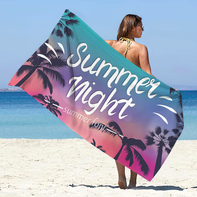 Printed Microfiber Quick-drying Beach Summer Sunscreen Shawl Double-sided Velvet Swimming Towel