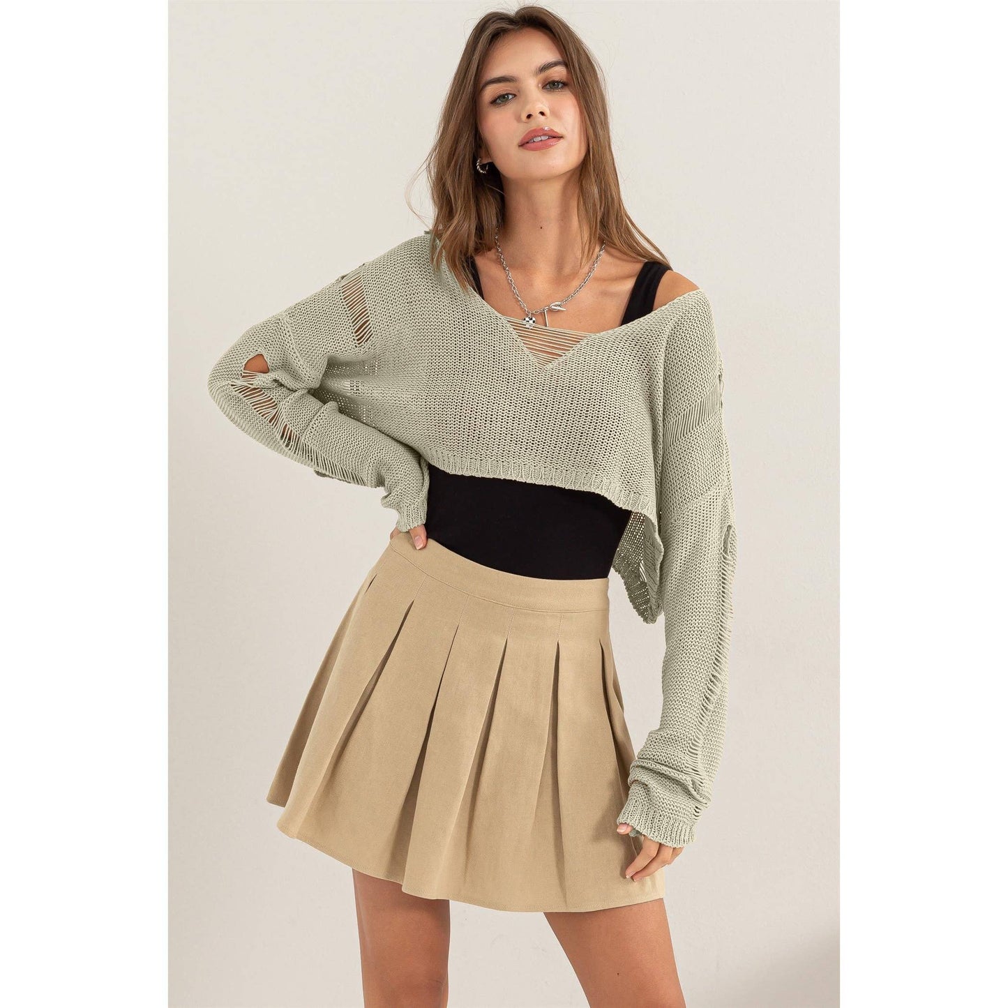 Leah's Distressed Crop Top