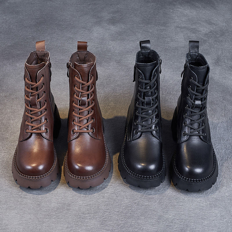 Women's Fleece-Lined Platform Martin Boots