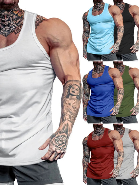 Camiseta de tirantes con cuello redondo talla grande para hombre