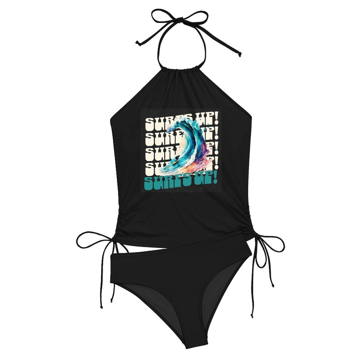 Surf's Up Halter Neck 2-Piece Swimsuit (Front Printing)
