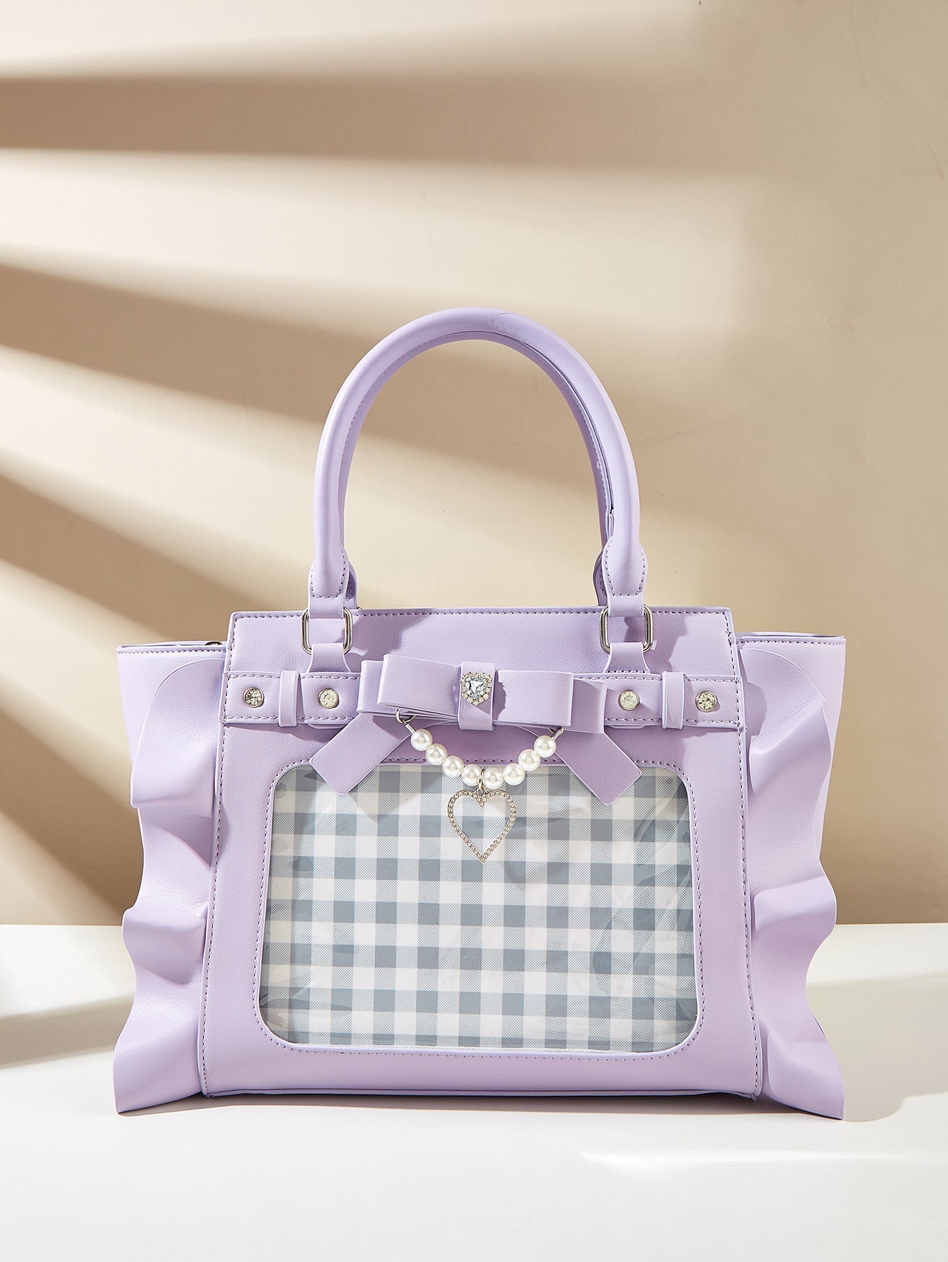 Bolso de mano de encaje con perlas para mujer. Vea la tabla de tallas en "más detalles".