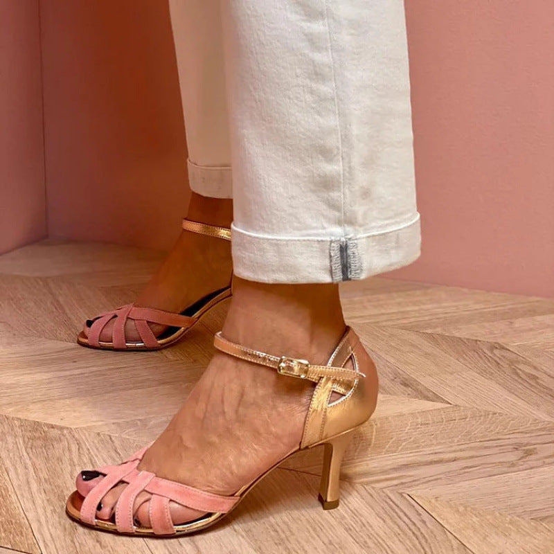 Peep Toe Color-Matching Sandals
