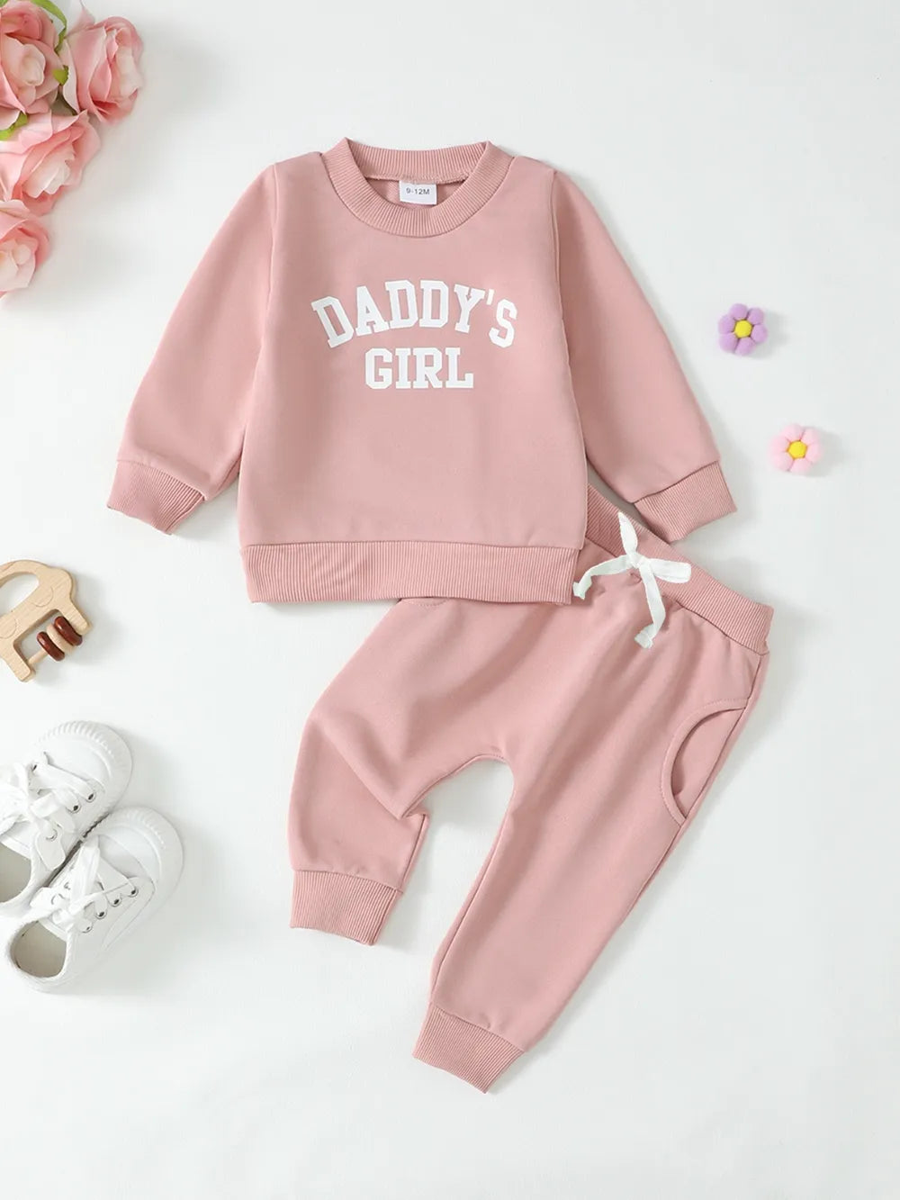 Baby and Toddler Girls Letter Graphic Sweatshirt and Pants Set