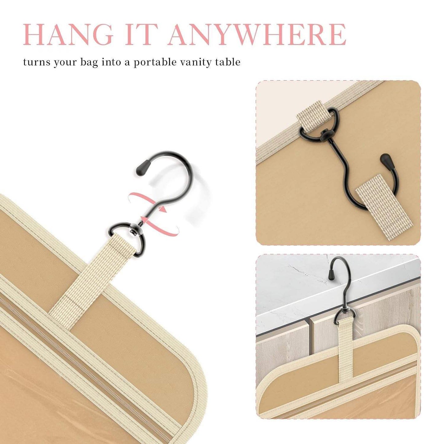 Women's Travel Toiletry Bag with Hanging Hook