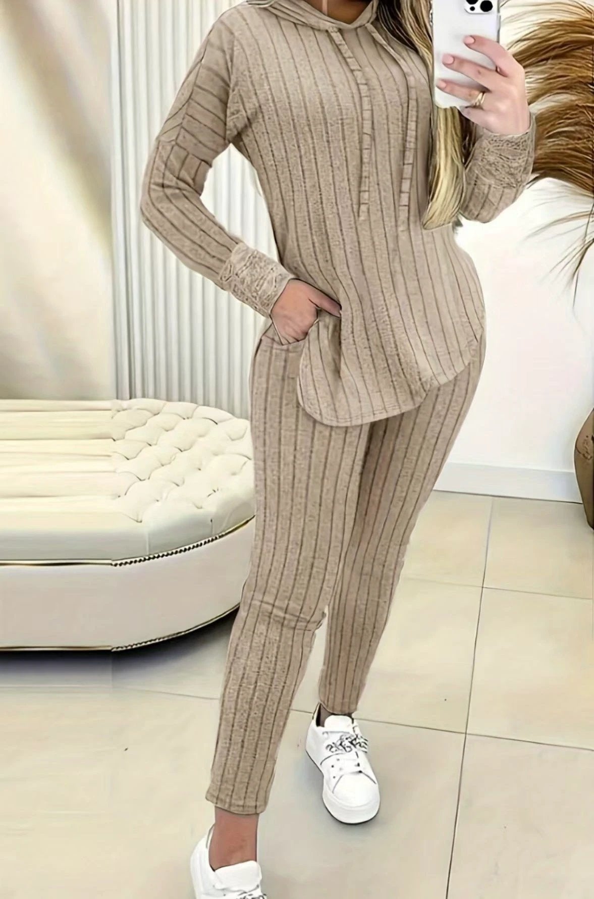 Comfort And Casual Top Long Coat Casual Suit 2-piece Set