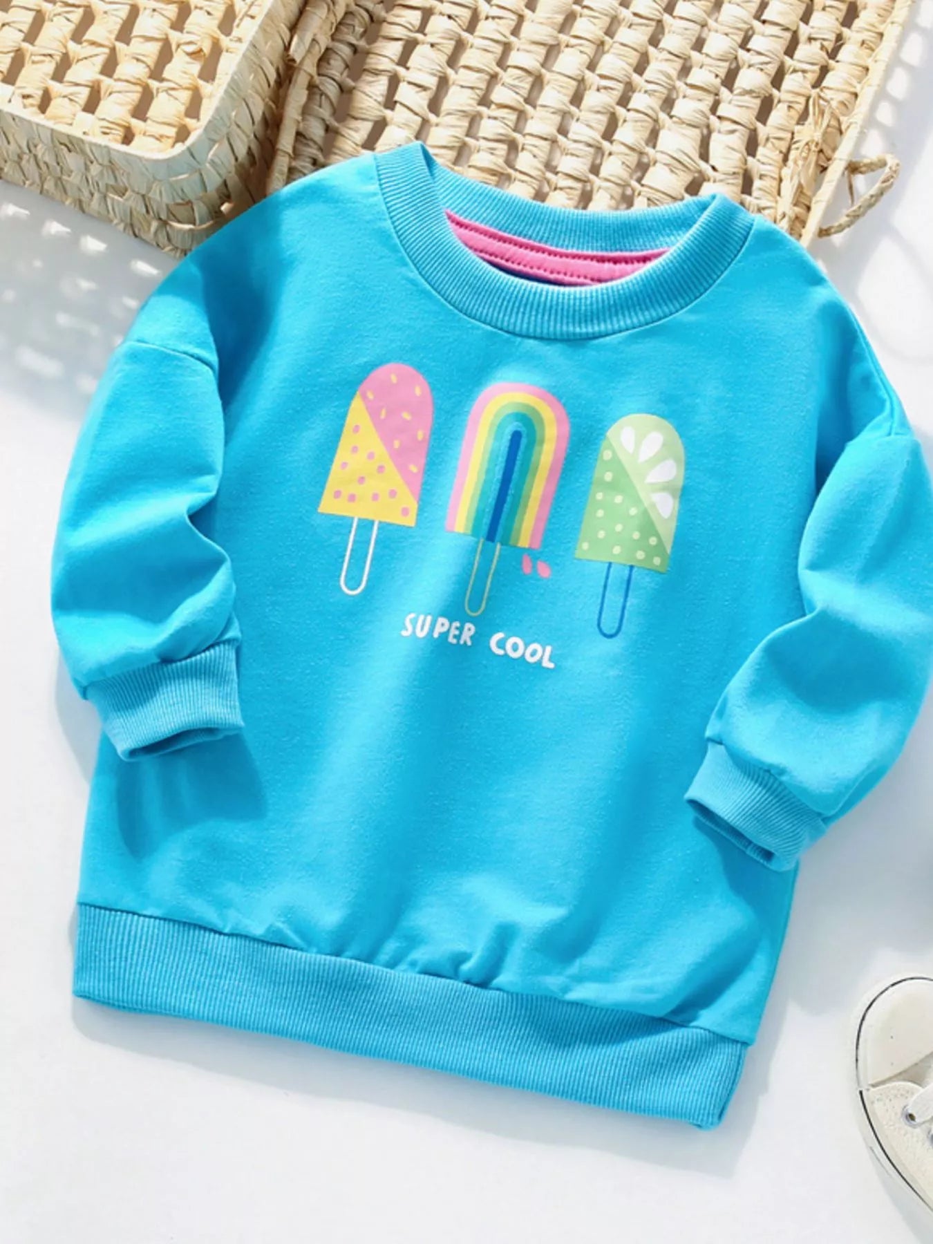Toddler Girls Ice Cream Graphic Round Neck Sweatshirt