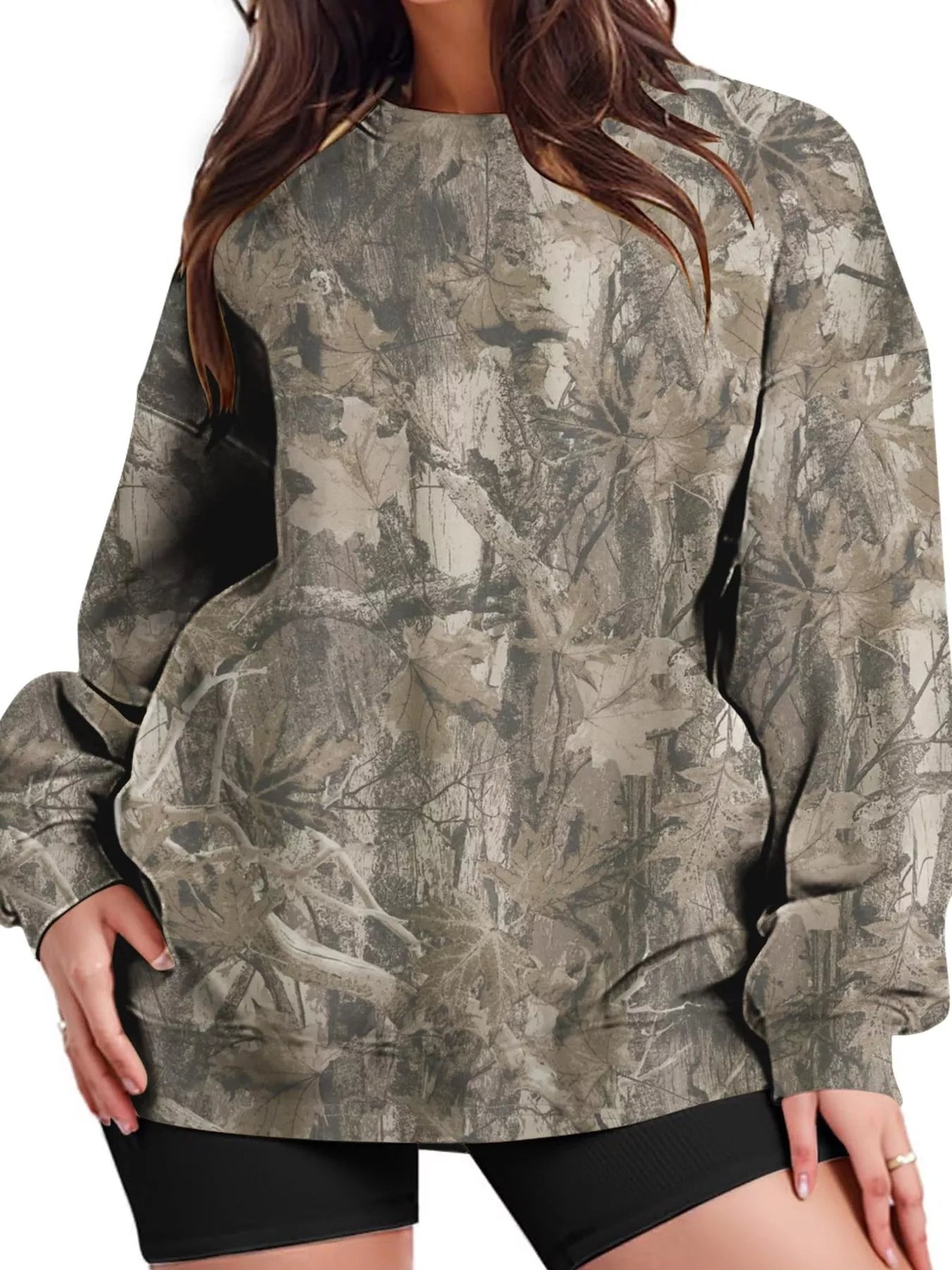 Oversized Printed Crew Neck Sweatshirt
