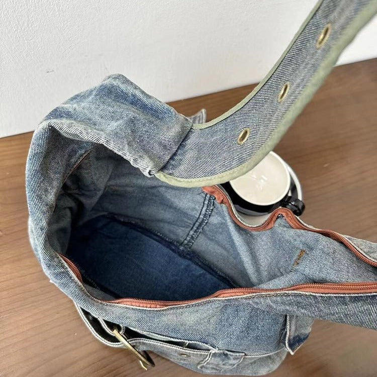 Vintage Washed Denim Travel Bag
