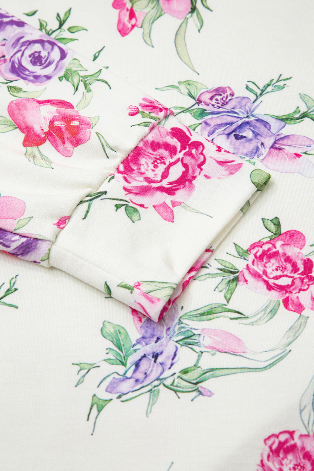 Conjunto de pantalón largo con cordón y sudadera con estampado floral de albaricoque
