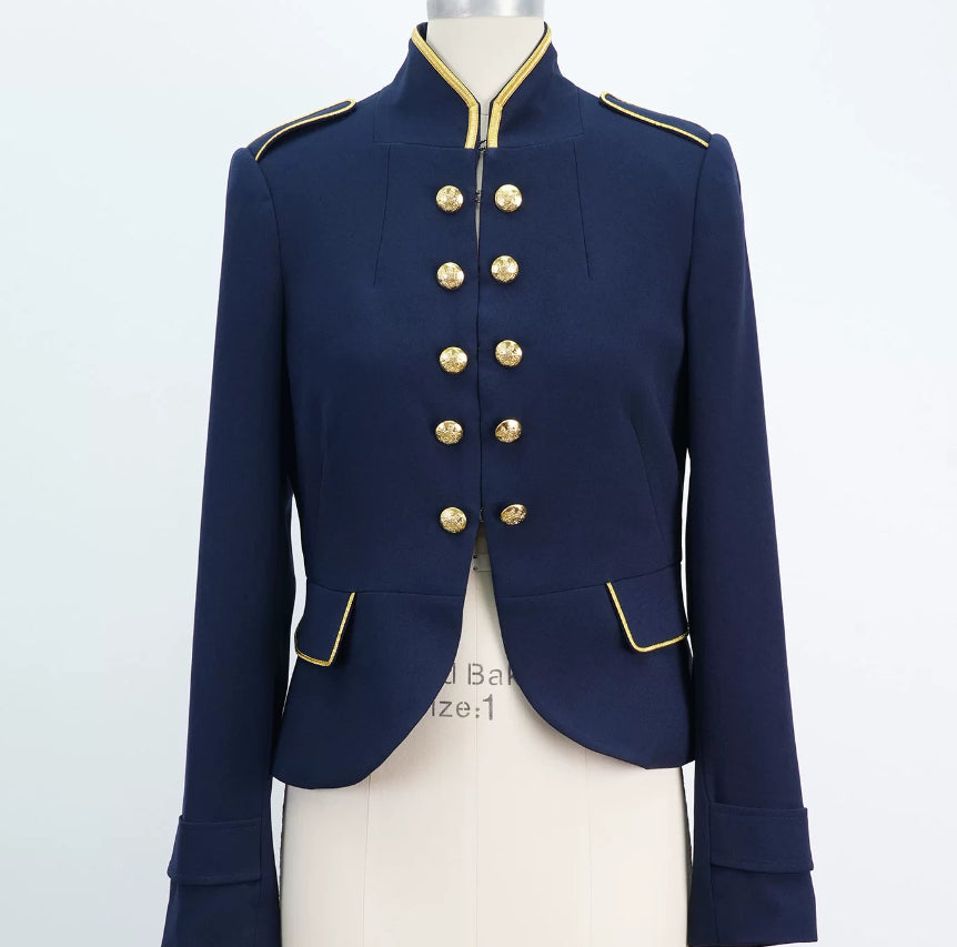 Pure-tail Gilded Double-breasted Epaulette Lightweight Coat